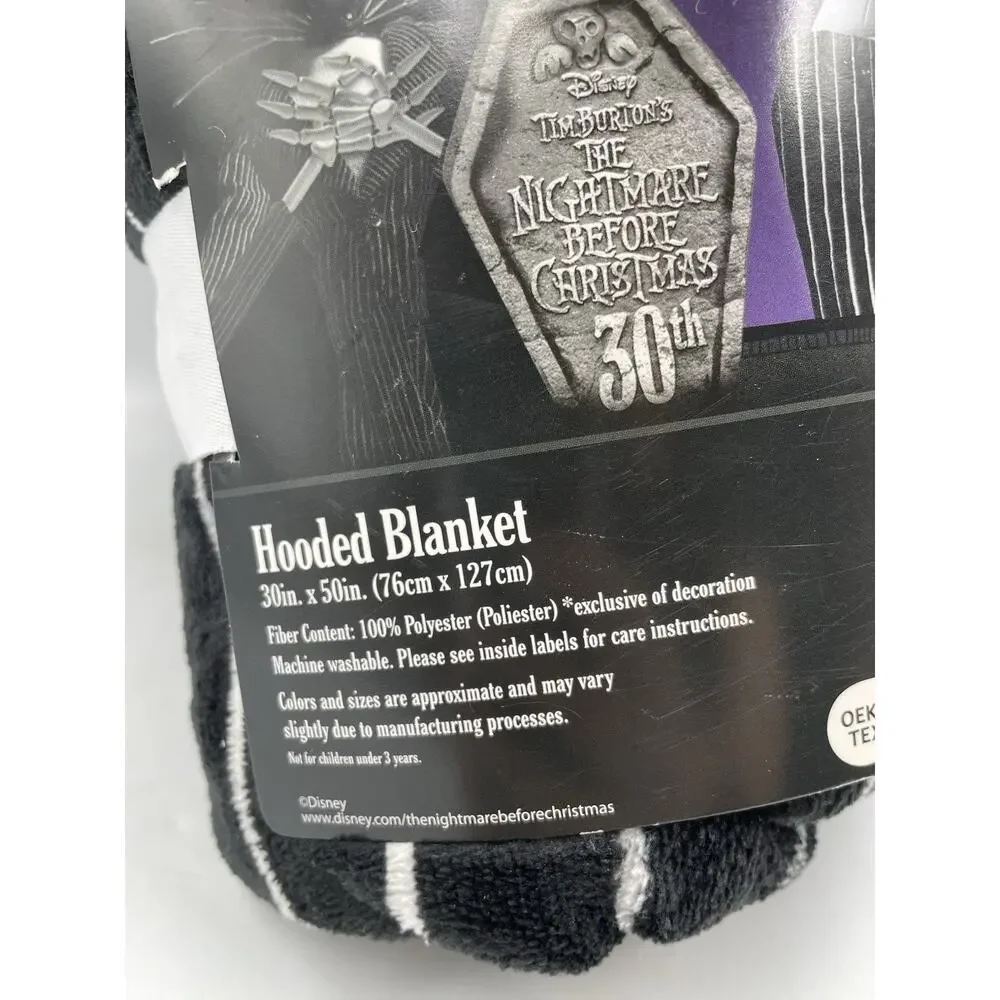 Disney Nightmare before Christmas Jack Skellington Wearable Hooded Blanket 30x50